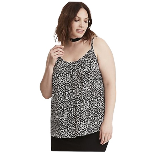 Torrid 3 Black/White Ikat Georgette  Swing Cami Tank Top - Picture 8 of 14
